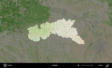 Prezervatif. Fransa 'nın idari alanı koyu renk bir OpenStreetMap tarzı Fransız haritasına vurgulandı ve özetlendi