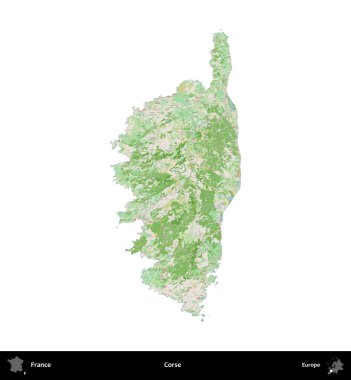 Ceset. Fransa 'nın idari bölgesi bir OpenStreetMap Fransız tarzı haritada beyazda izole edildi