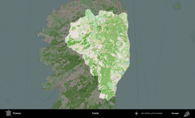 Doğru. Fransa 'nın idari alanı koyu renk bir OpenStreetMap tarzı Fransız haritasına vurgulandı ve özetlendi