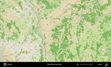 Cosne-Cours-sur-Loire. OpenStreetMap Fransız stili haritasında Fransa 'nın idari alanı