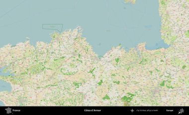 Cotes-d'Armor. OpenStreetMap Fransız stili haritasında Fransa 'nın idari alanı