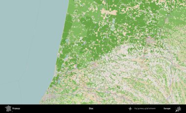 Dax. OpenStreetMap Fransız stili haritasında Fransa 'nın idari alanı