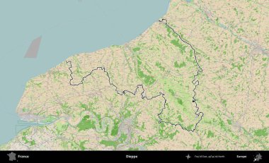 Dieppe. OpenStreetMap Fransız stili haritasında Fransa 'nın idari bölgesinin ana hatları belirlendi