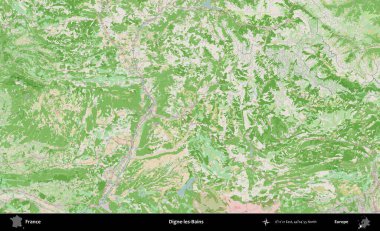 Digne-les-Bains. OpenStreetMap Fransız stili haritasında Fransa 'nın idari alanı