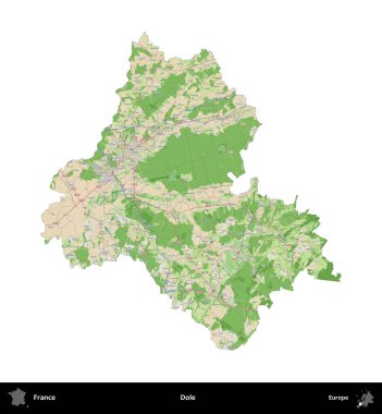 İşsizlik parası. Fransa 'nın idari bölgesi bir OpenStreetMap Fransız tarzı haritada beyazda izole edildi