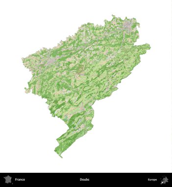 Hödükler. Fransa 'nın idari bölgesi bir OpenStreetMap Fransız tarzı haritada beyazda izole edildi