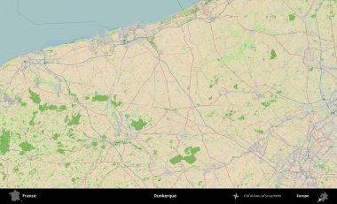 Dunkerque 'de. OpenStreetMap Fransız stili haritasında Fransa 'nın idari alanı