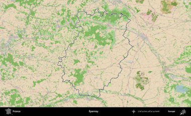 Epernay. OpenStreetMap Fransız stili haritasında Fransa 'nın idari bölgesinin ana hatları belirlendi