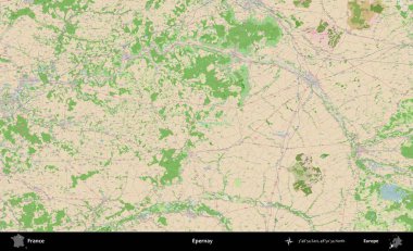 Epernay. OpenStreetMap Fransız stili haritasında Fransa 'nın idari alanı