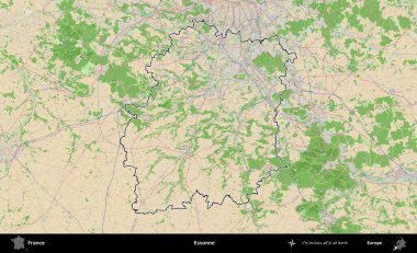 Essonne. OpenStreetMap Fransız stili haritasında Fransa 'nın idari bölgesinin ana hatları belirlendi