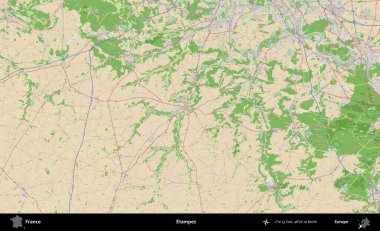 Etampes. OpenStreetMap Fransız stili haritasında Fransa 'nın idari alanı
