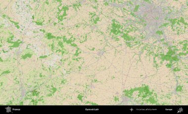 Eure-et-Loir. OpenStreetMap Fransız stili haritasında Fransa 'nın idari alanı