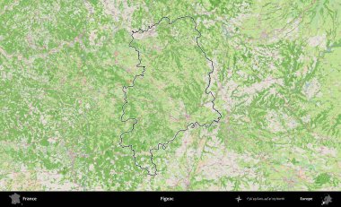 Figeac. OpenStreetMap Fransız stili haritasında Fransa 'nın idari bölgesinin ana hatları belirlendi