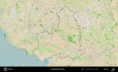 Fontenay-le-Comte. OpenStreetMap Fransız stili haritasında Fransa 'nın idari bölgesinin ana hatları belirlendi