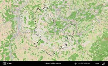Forbach-Boulay-Moselle. OpenStreetMap Fransız stili haritasında Fransa 'nın idari bölgesinin ana hatları belirlendi