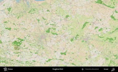 Fougeres-Vitre. OpenStreetMap Fransız stili haritasında Fransa 'nın idari alanı
