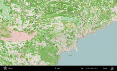 Grasse. OpenStreetMap Fransız stili haritasında Fransa 'nın idari bölgesinin ana hatları belirlendi