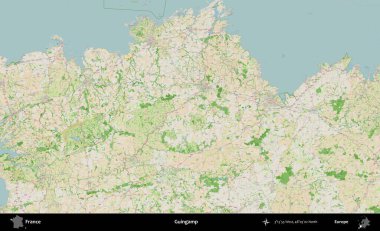 Guingamp. OpenStreetMap Fransız stili haritasında Fransa 'nın idari alanı