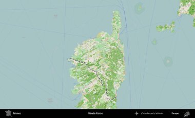 Haute-Corse. OpenStreetMap Fransız stili haritasında Fransa 'nın idari bölgesinin ana hatları belirlendi