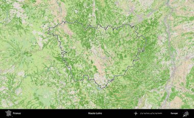 Haute-Loire 'da. OpenStreetMap Fransız stili haritasında Fransa 'nın idari bölgesinin ana hatları belirlendi