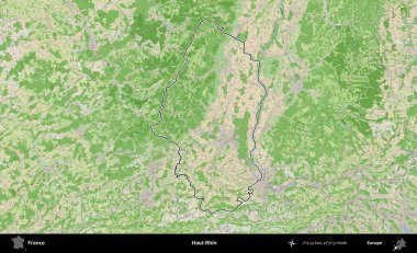 Haut-Rhin. OpenStreetMap Fransız stili haritasında Fransa 'nın idari bölgesinin ana hatları belirlendi
