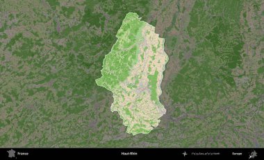 Haut-Rhin. Fransa 'nın idari alanı koyu renk bir OpenStreetMap tarzı Fransız haritasına vurgulandı ve özetlendi