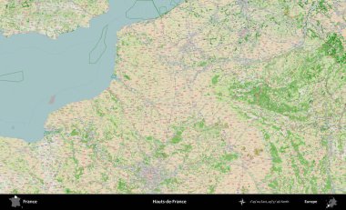 Hauts-de-France. OpenStreetMap Fransız stili haritasında Fransa 'nın idari alanı