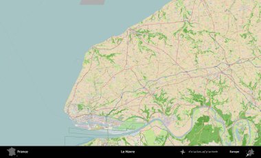 Le Havre. OpenStreetMap Fransız stili haritasında Fransa 'nın idari alanı