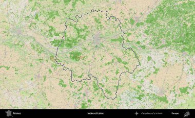Indre-et-Loire. OpenStreetMap Fransız stili haritasında Fransa 'nın idari bölgesinin ana hatları belirlendi