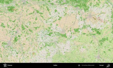 Indre. OpenStreetMap Fransız stili haritasında Fransa 'nın idari alanı