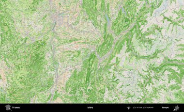 Isere. OpenStreetMap Fransız stili haritasında Fransa 'nın idari alanı