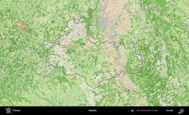 Issoire. OpenStreetMap Fransız stili haritasında Fransa 'nın idari bölgesinin ana hatları belirlendi