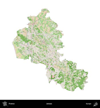 Jonzac. Fransa 'nın idari bölgesi bir OpenStreetMap Fransız tarzı haritada beyazda izole edildi