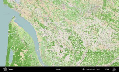 Jonzac. OpenStreetMap Fransız stili haritasında Fransa 'nın idari alanı