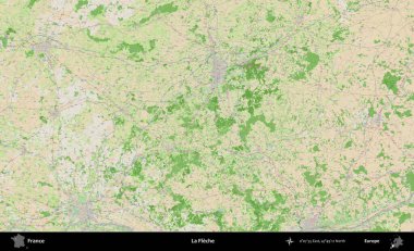 La Fleche. OpenStreetMap Fransız stili haritasında Fransa 'nın idari alanı