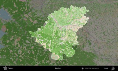 Langon. Fransa 'nın idari alanı koyu renk bir OpenStreetMap tarzı Fransız haritasına vurgulandı ve özetlendi