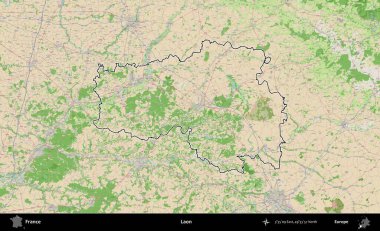 Laon. OpenStreetMap Fransız stili haritasında Fransa 'nın idari bölgesinin ana hatları belirlendi