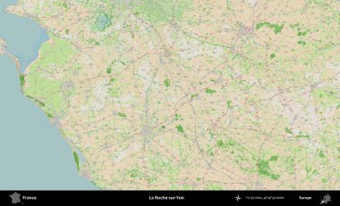 La Roche-sur-Yon. OpenStreetMap Fransız stili haritasında Fransa 'nın idari alanı