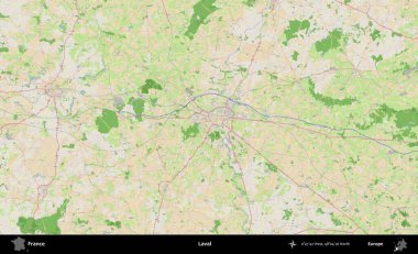 Laval. OpenStreetMap Fransız stili haritasında Fransa 'nın idari alanı