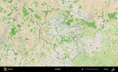 Le Blanc. OpenStreetMap Fransız stili haritasında Fransa 'nın idari bölgesinin ana hatları belirlendi