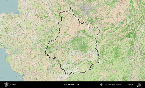 Merkez-Val de Loire. OpenStreetMap Fransız stili haritasında Fransa 'nın idari bölgesinin ana hatları belirlendi