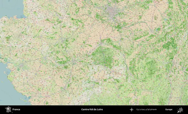 Merkez-Val de Loire. OpenStreetMap Fransız stili haritasında Fransa 'nın idari alanı
