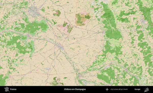 Chalons-en-Champagne. OpenStreetMap Fransız stili haritasında Fransa 'nın idari alanı