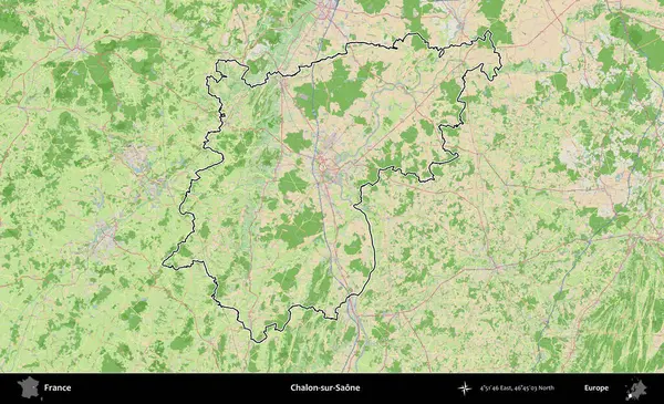 Chalon-sur-Saone. OpenStreetMap Fransız stili haritasında Fransa 'nın idari bölgesinin ana hatları belirlendi