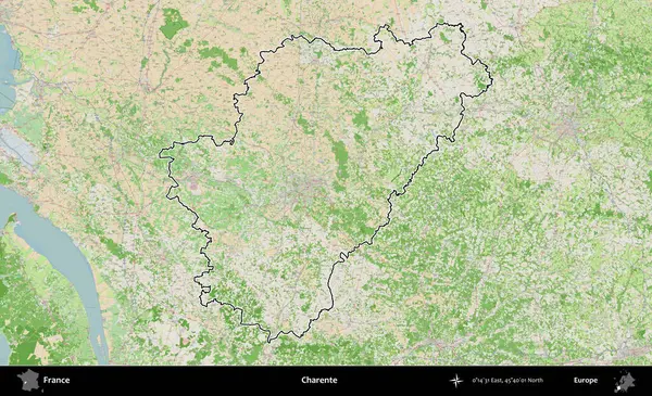 Charente. OpenStreetMap Fransız stili haritasında Fransa 'nın idari bölgesinin ana hatları belirlendi