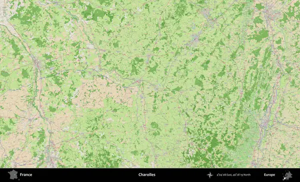 Charolles. OpenStreetMap Fransız stili haritasında Fransa 'nın idari alanı