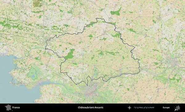 Chateaubriant-Ancenis. OpenStreetMap Fransız stili haritasında Fransa 'nın idari bölgesinin ana hatları belirlendi