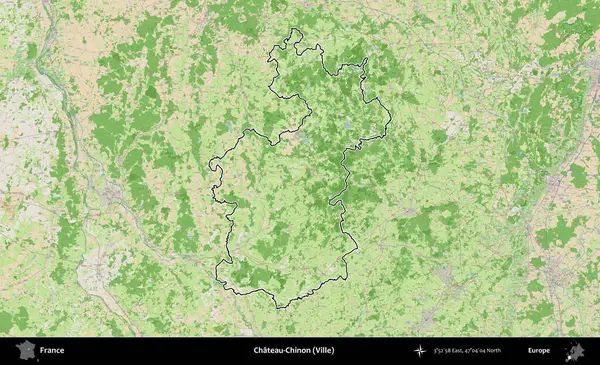 Chateau-Chinon (Ville). OpenStreetMap Fransız stili haritasında Fransa 'nın idari bölgesinin ana hatları belirlendi