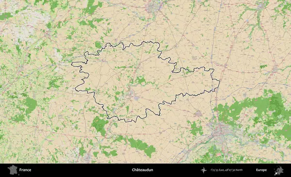 Chateaudun. OpenStreetMap Fransız stili haritasında Fransa 'nın idari bölgesinin ana hatları belirlendi