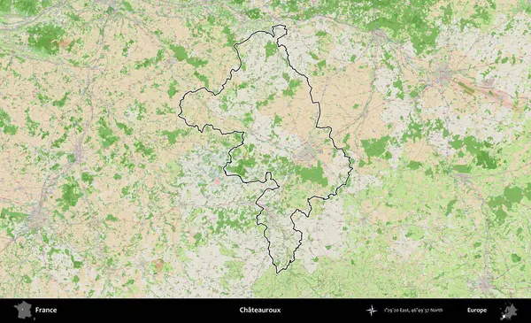 Chateauroux. OpenStreetMap Fransız stili haritasında Fransa 'nın idari bölgesinin ana hatları belirlendi